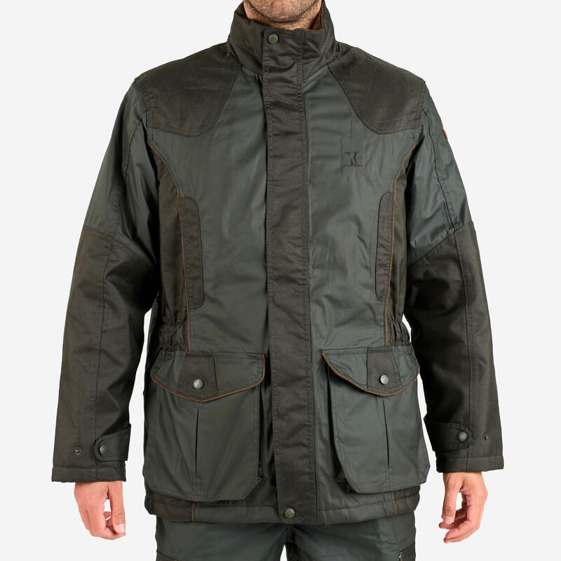 Chaqueta de caza para hombre »Shooting Coat«, cuero, verde bosque