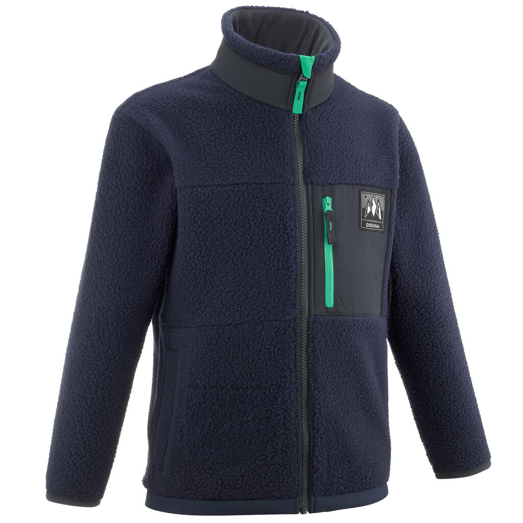 Kids' 7-15 years hiking warm fleece jacket mh500 - navy blue
