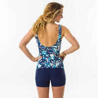 Women's 1-piece aquafitness shorty swimsuit Doli Boo - blue