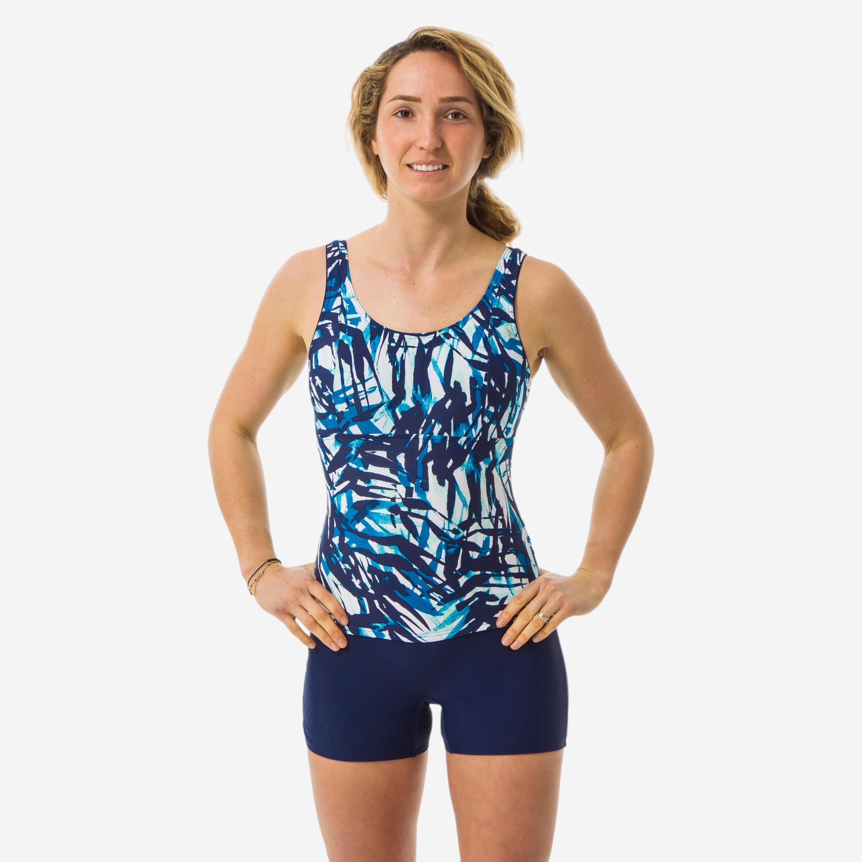 JASAMBAC 3-delige tankini voor dames, buikweg, push-up-bikinitop en zwemshorts met hoge taille, eenvoudige badkleding, sportbadpak, badmode voor zwembad, strand, L
