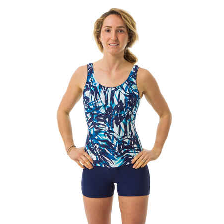 Women's 1-piece aquafitness shorty swimsuit Doli Boo - blue