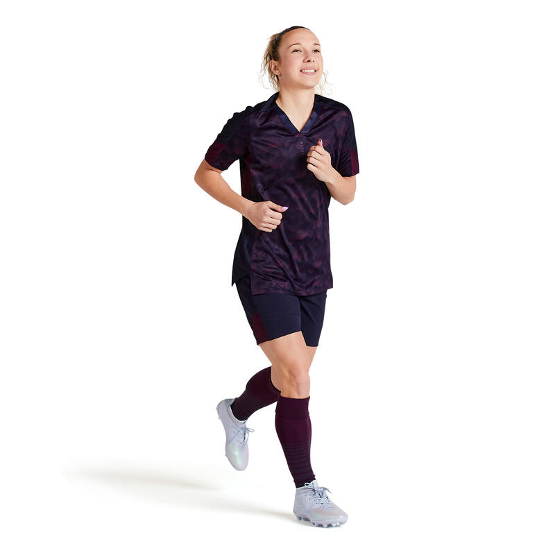 Voetbalshort voor dames F900 blauw/zwart