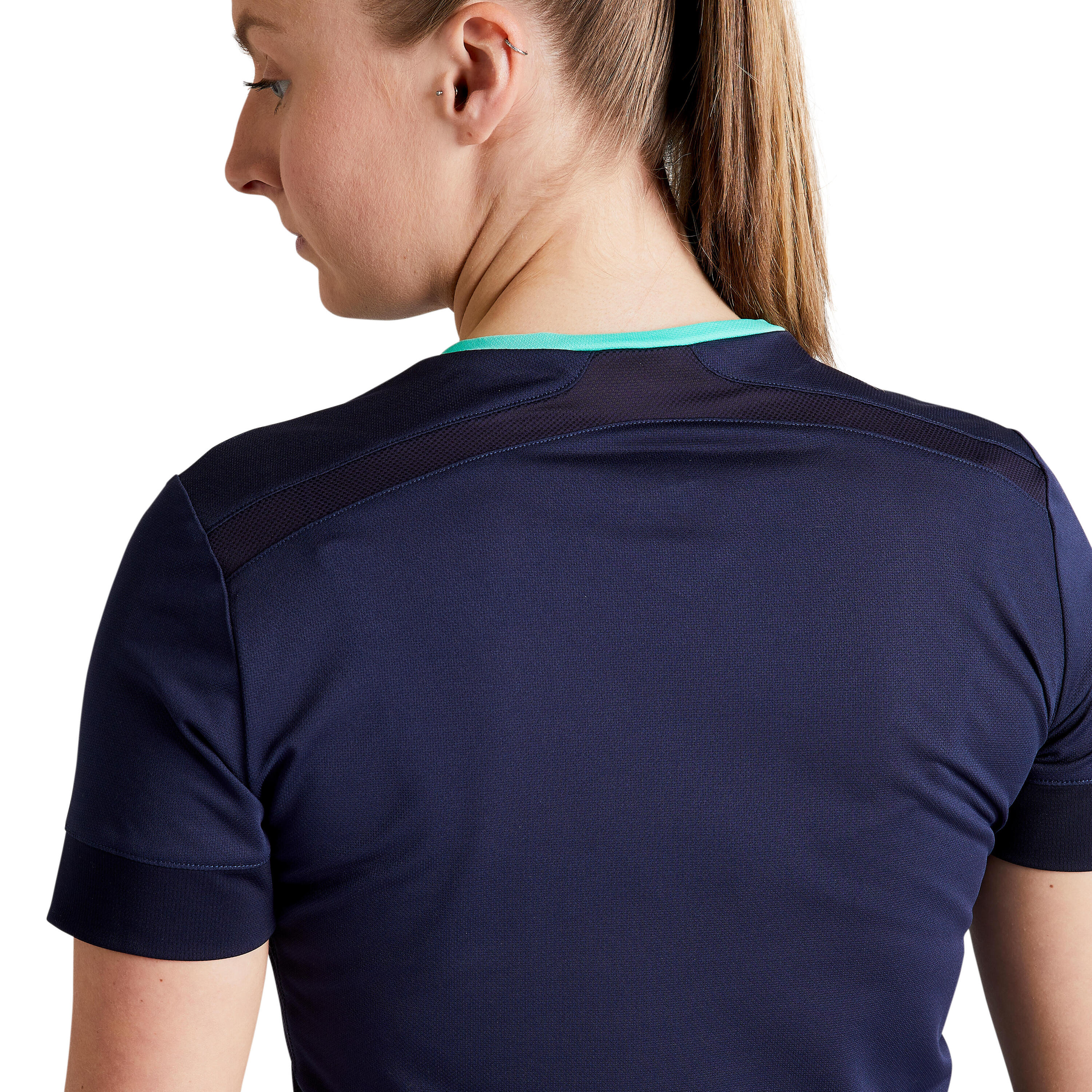 Camiseta fútbol mujer F500 Azul Verde 8/13