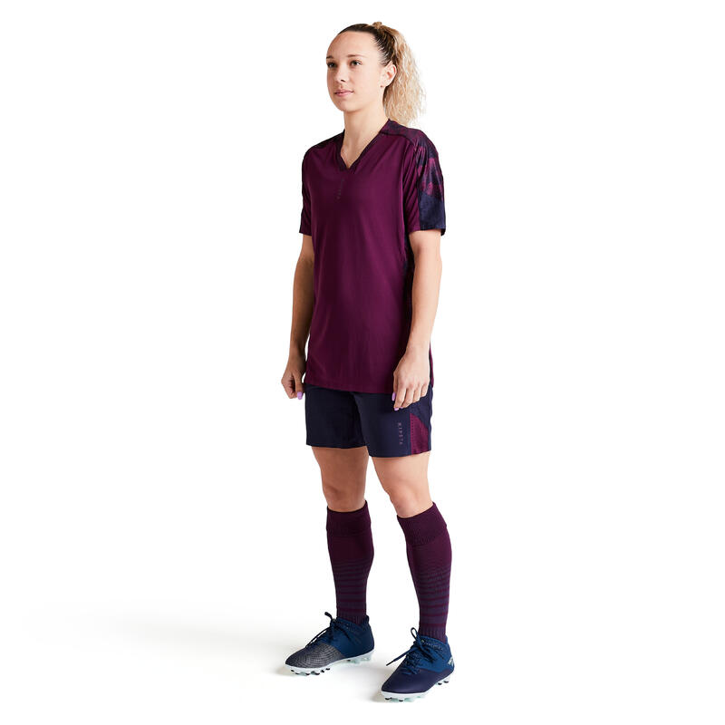 Voetbalbroekje dames F900 2-in-1 blauw/zwart