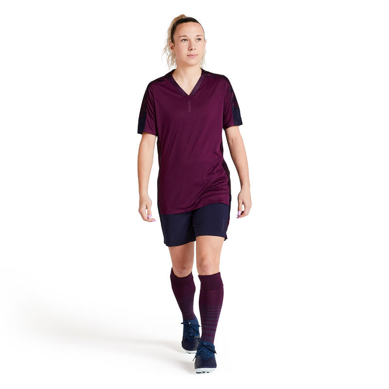 Voetbalbroekje dames F900 2-in-1 blauw/zwart