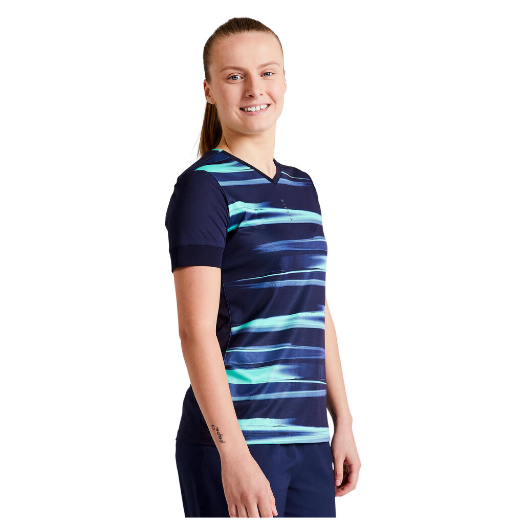 Moteriški futbolo marškinėliai „F500“, mėlyni / žali
