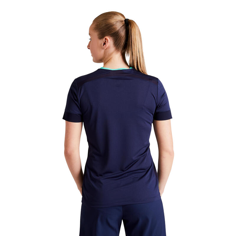 Maglia calcio donna F500 blu-verde