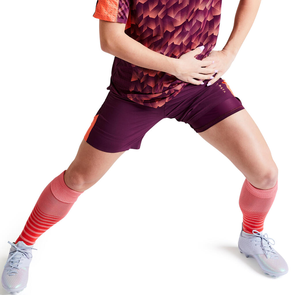 Fussballshorts F900 Damen violett