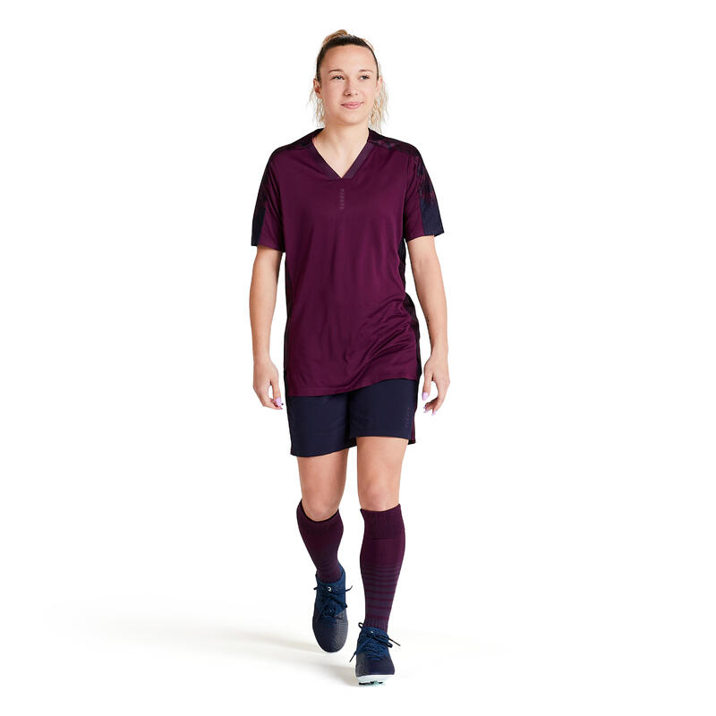 Voetbalbroekje dames F900 2-in-1 blauw/zwart