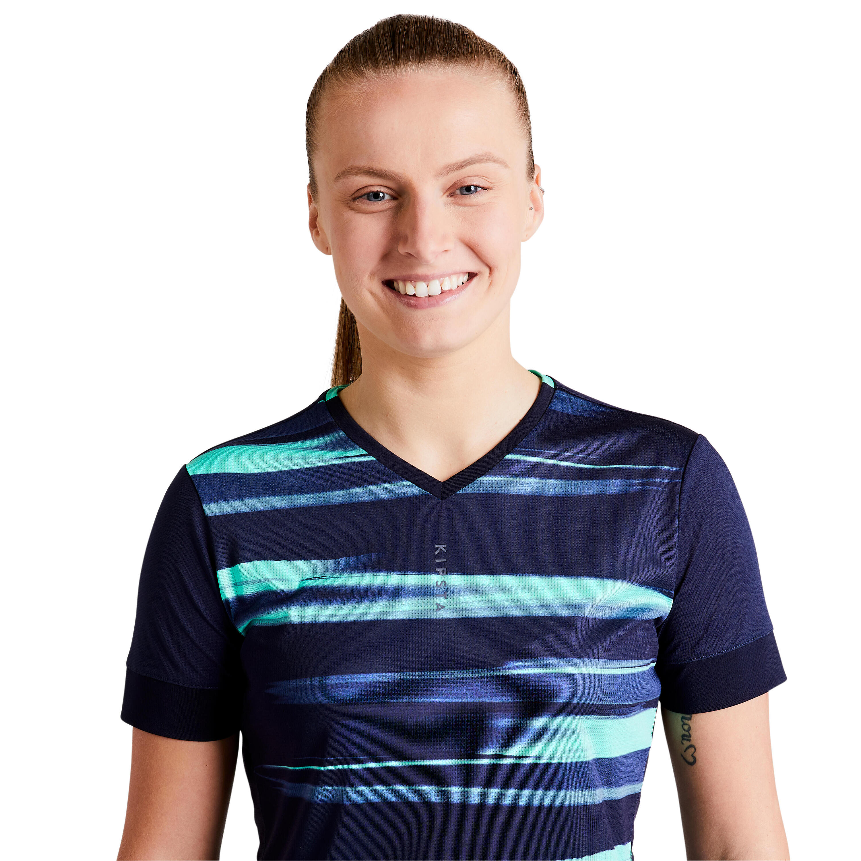 Camiseta fútbol mujer F500 Azul Verde 5/13