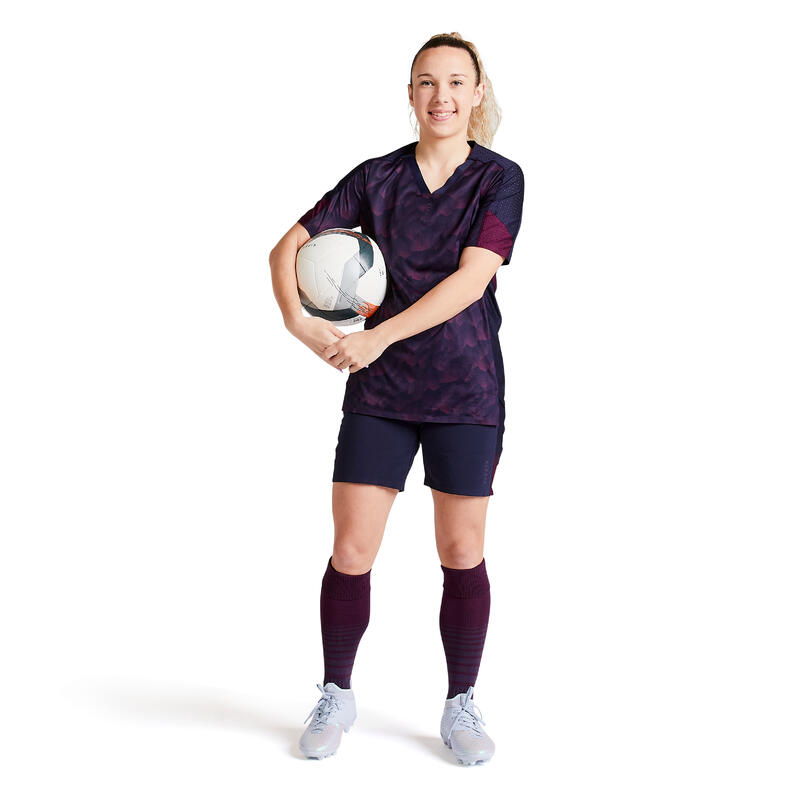 Voetbalbroekje dames F900 2-in-1 blauw/zwart