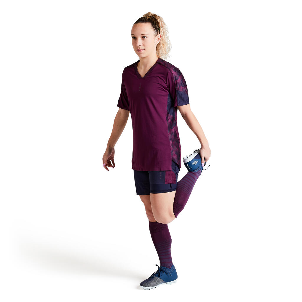 Fussballshorts F900 Damen violett