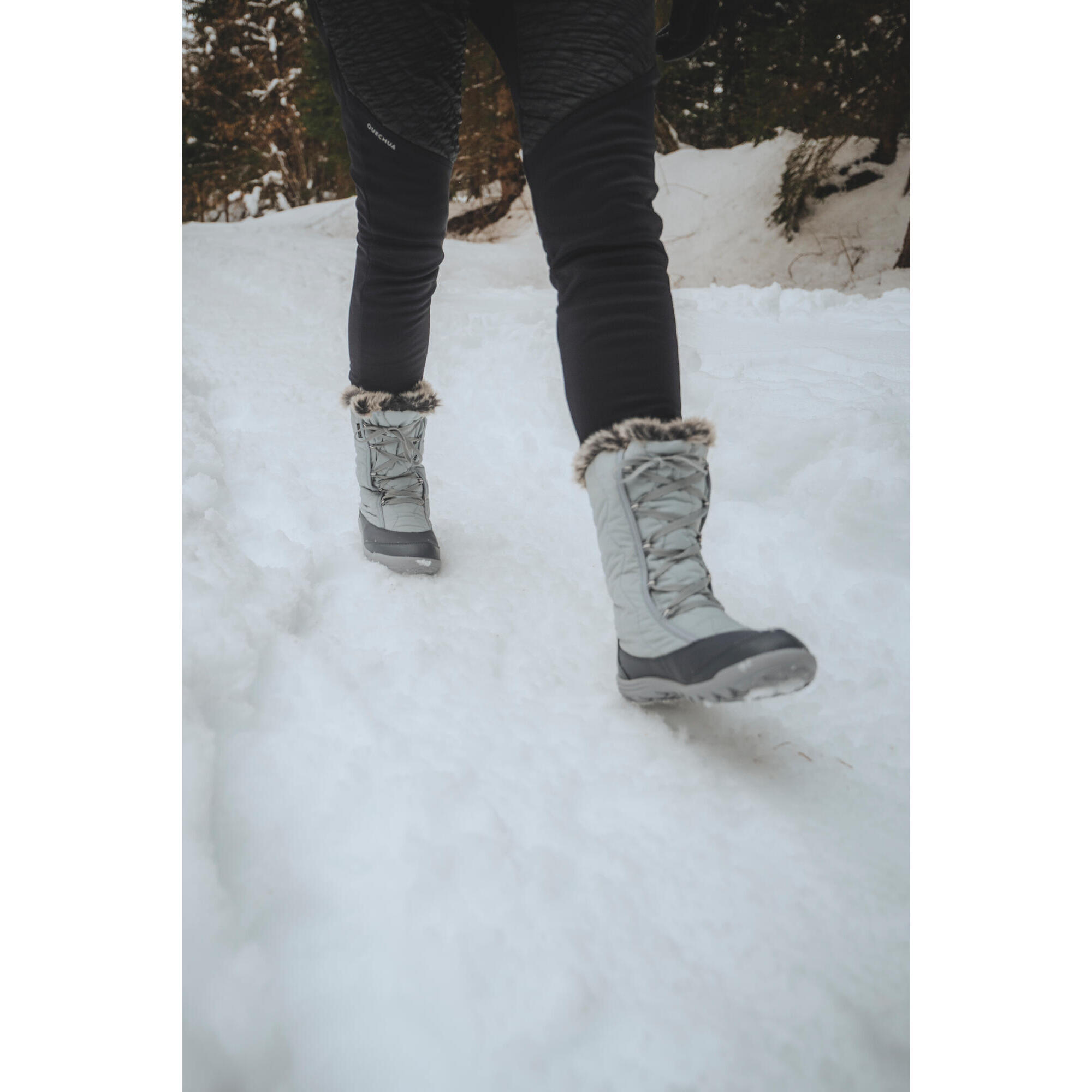 Сапоги зимние теплые водонепроницаемые на шнурках женские SH500 X-WARM QUECHUA