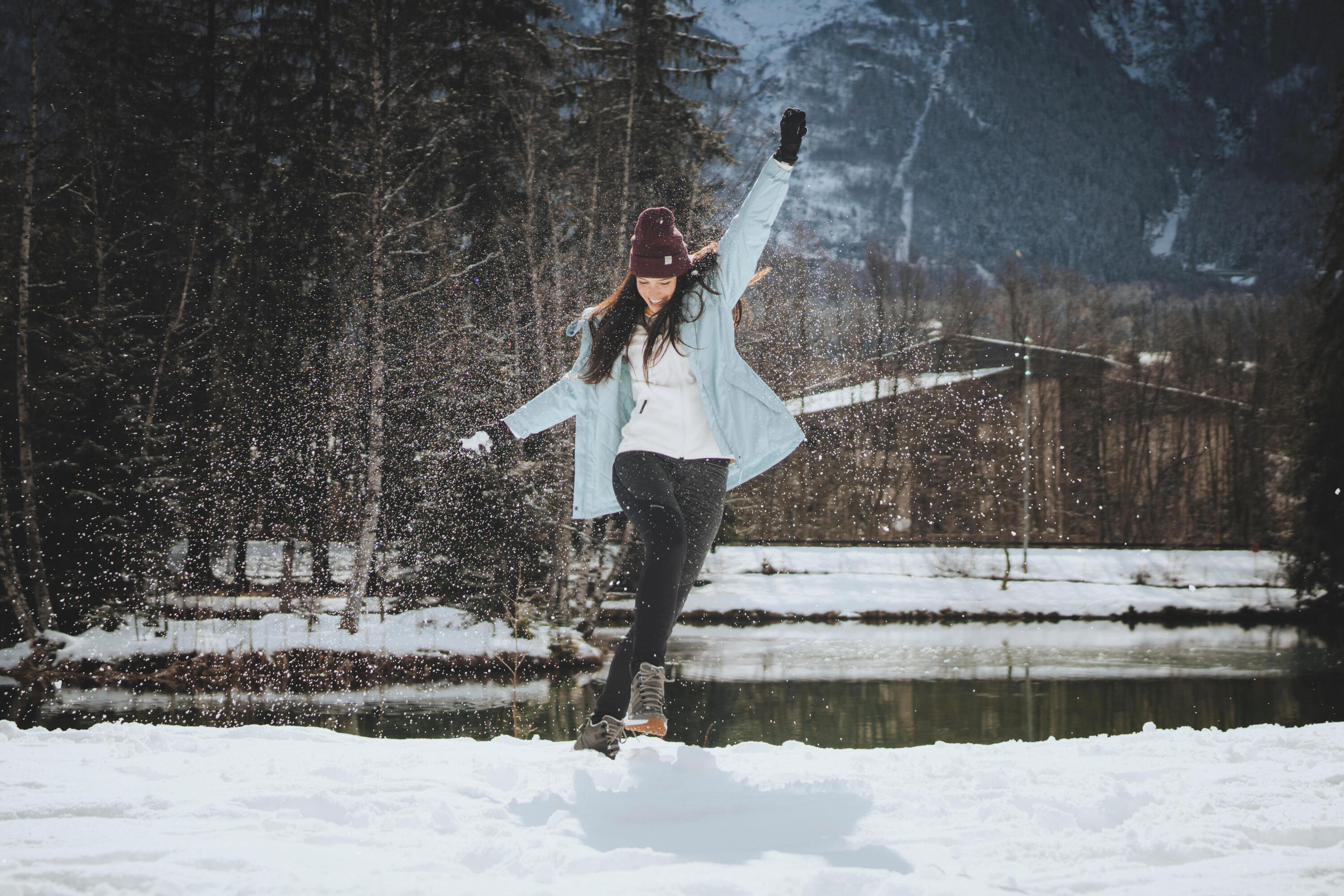 Women's warm water-repellent hiking leggings - SH500 MOUNTAIN 4/8