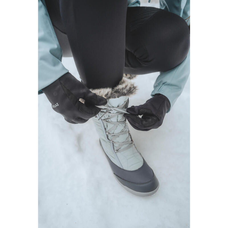 Schneestiefel Winterwandern SH500 X-Warm wasserdicht Schnürsenkel Damen 