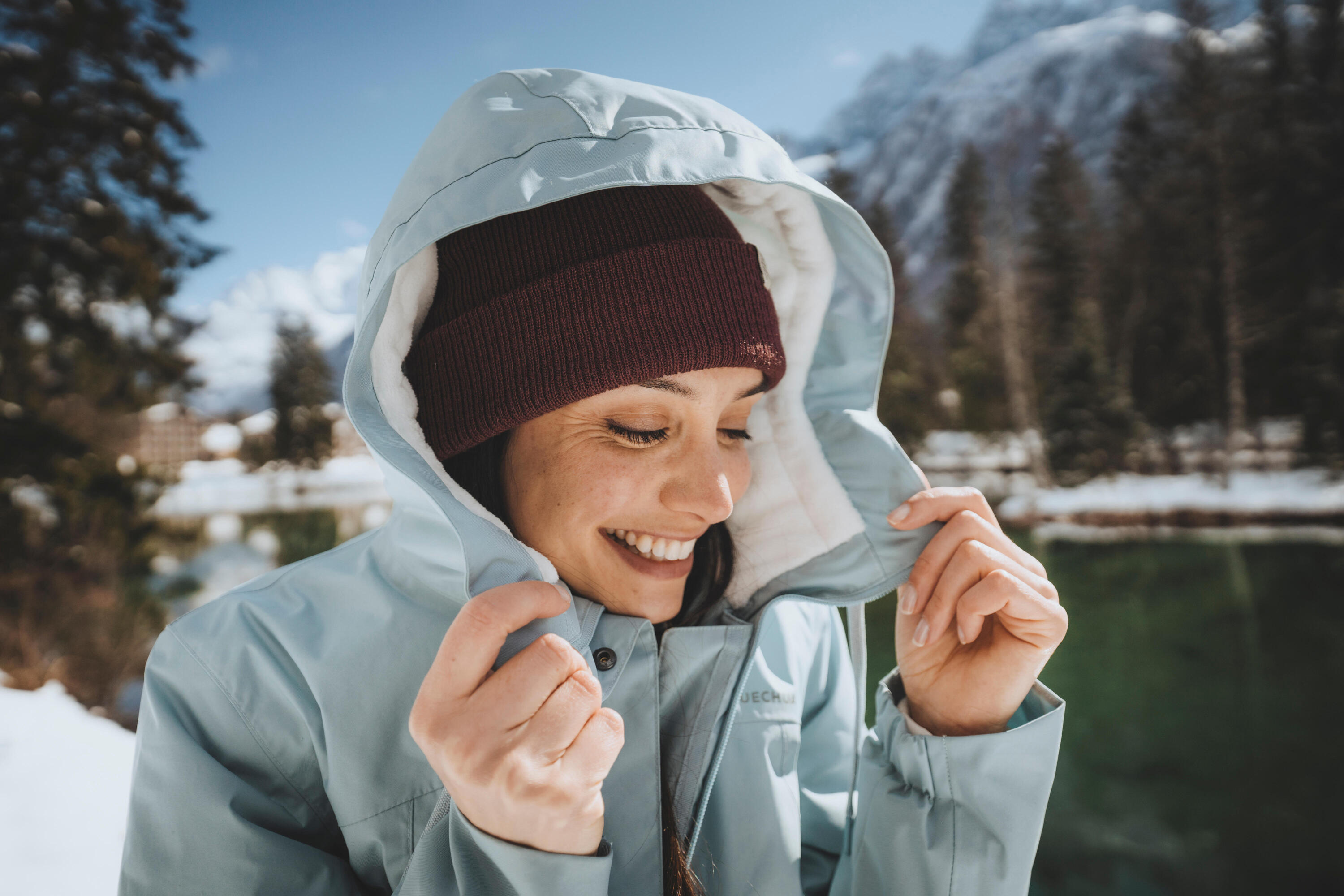 Wasserdichte Winterjacke -10°C Wandern Damen, NH500 Blau 11/19