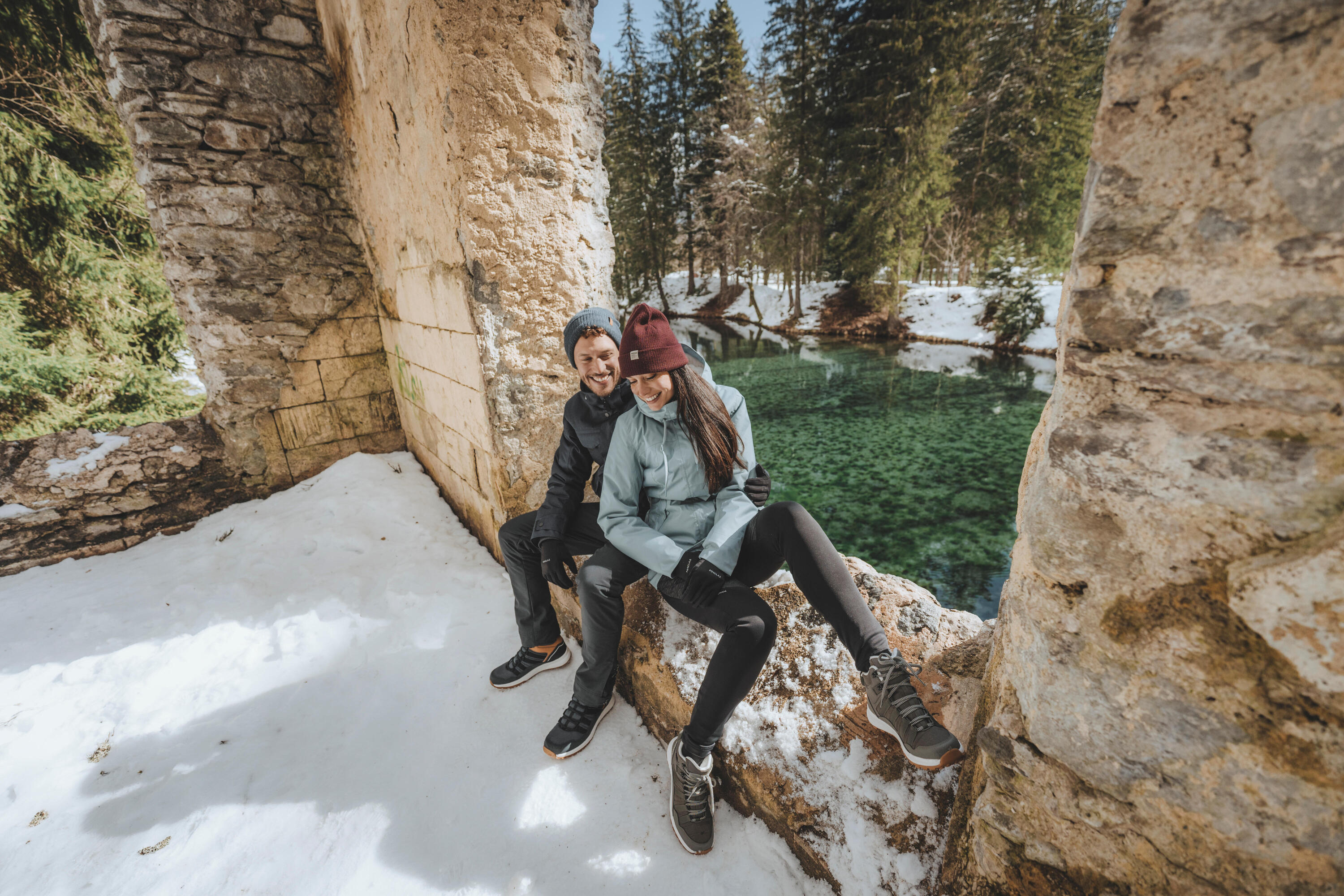 Wasserdichte Winterjacke -10°C Wandern Damen, NH500 Blau 14/19