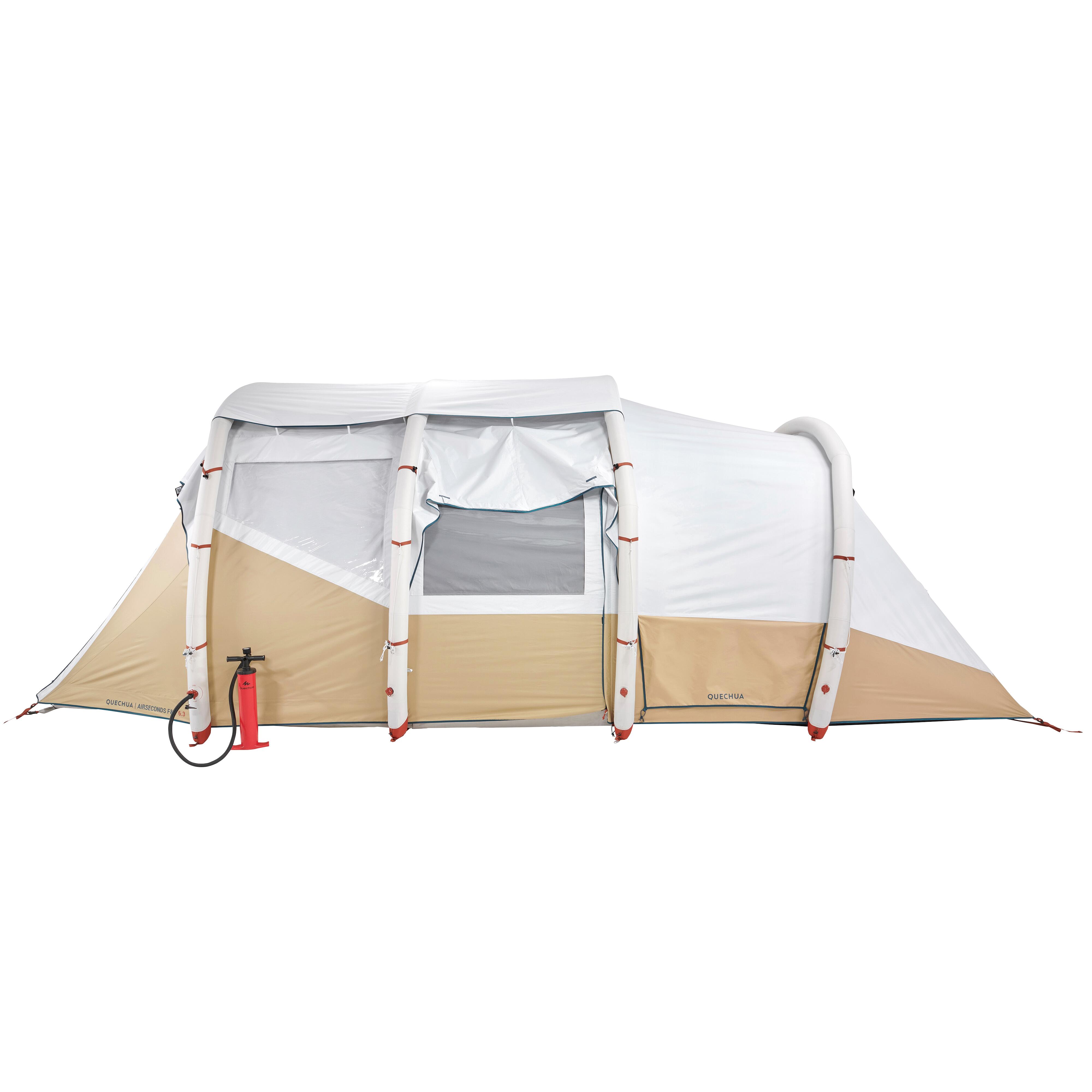 6-Person Inflatable Camping Tent, Air Seconds 6.3 Fresh&Black - QUECHUA