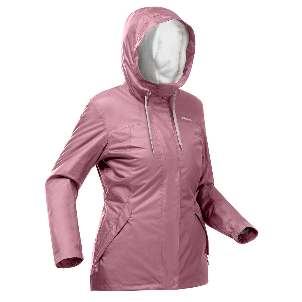 Winterjacke Damen bis -10 °C wasserdicht Winterwandern - SH500 rosa/bordeux