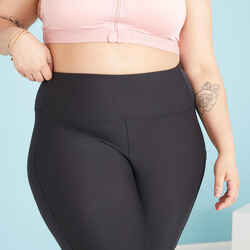 Women's Cardio Fitness Plus Size Leggings with Pocket - Black