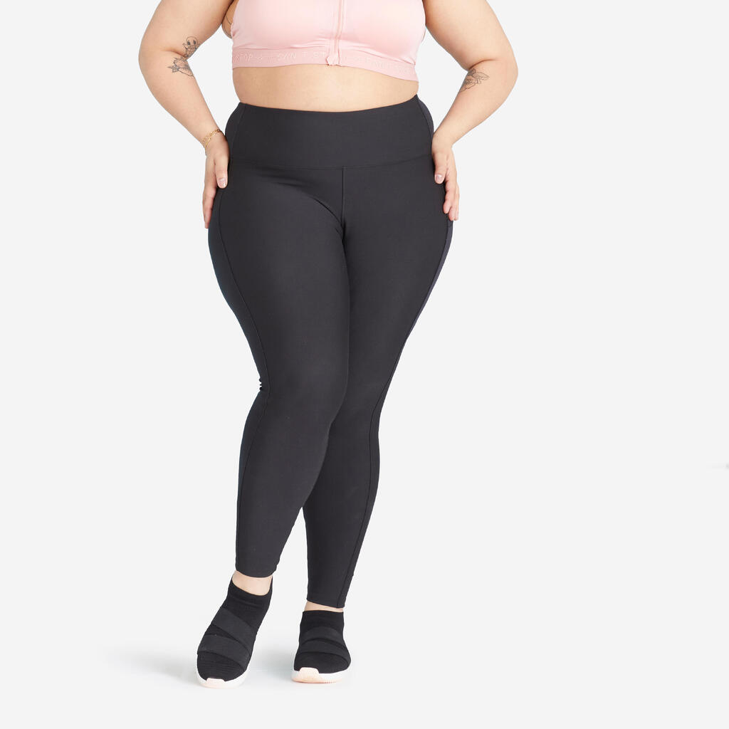 Women's Plus-Size Fitness Cardio Leggings with Pocket - Black/Grey