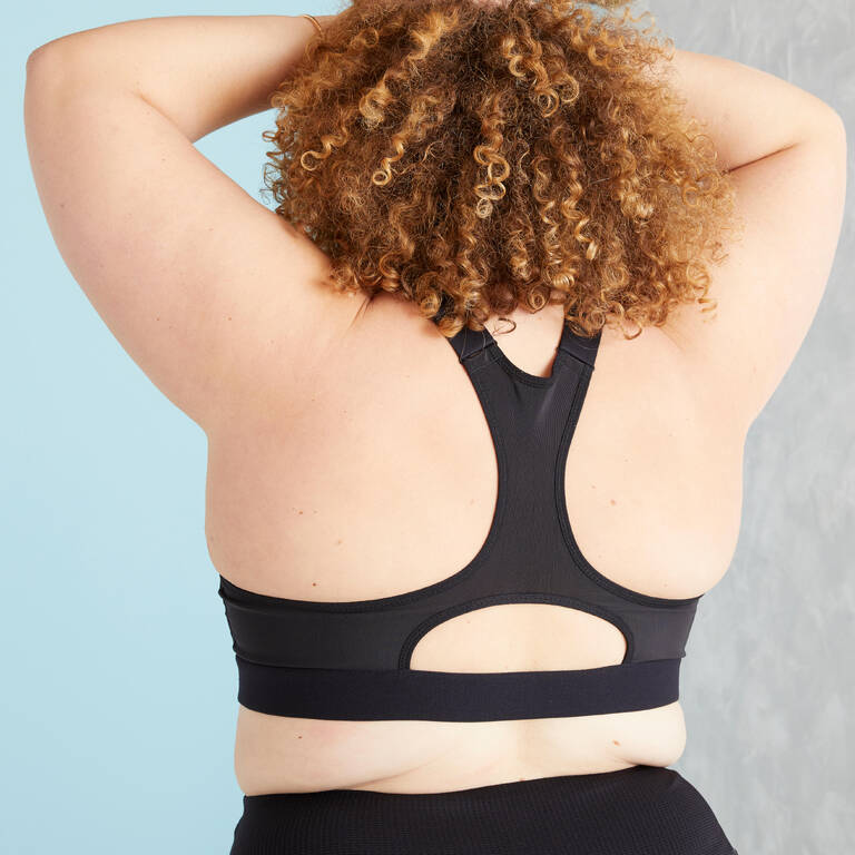 Bra Fitness Ritsleting Depan High-Support 920 - Hitam