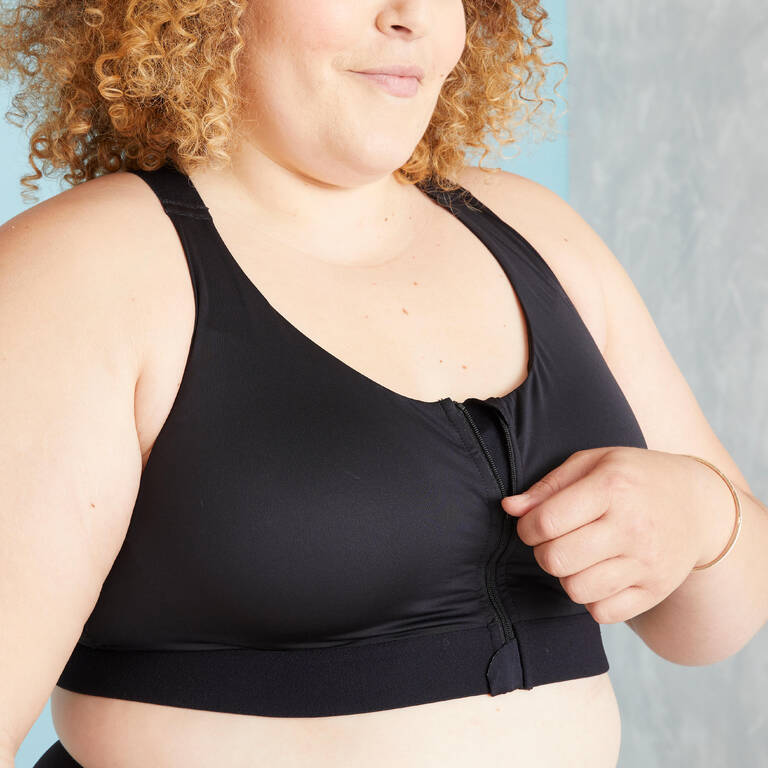 Bra Fitness Ritsleting Depan High-Support 920 - Hitam