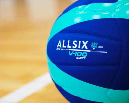 Volleyball V100 Soft 180–200 g 4–5 Jahre blau