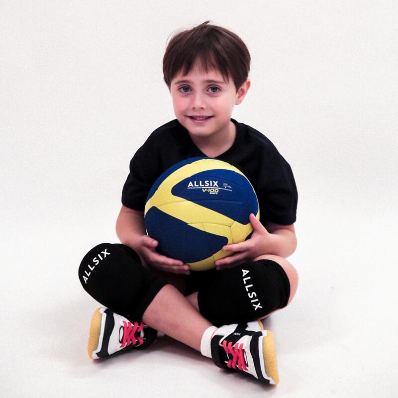 Volejbalový míč 200–220 g pro děti od 6 do 9 let V100 Soft modro-žlutý