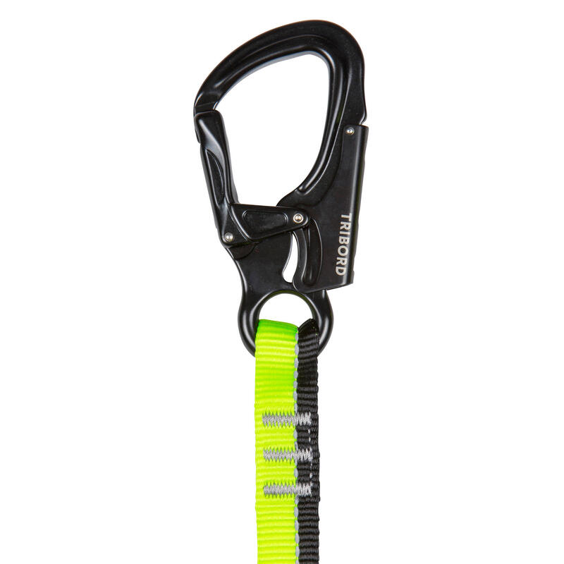 Sicherheitsgurt Lifeline Segeln Ein-Hand-Karabiner 1 m schwarz/neongelb