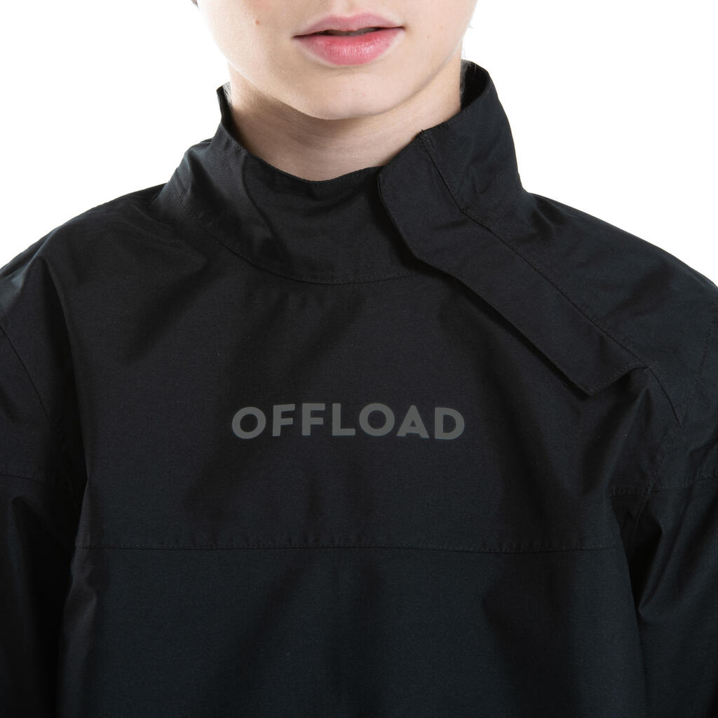 Kids' Rugby Windproof Waterproof Smock Top R500 - Black