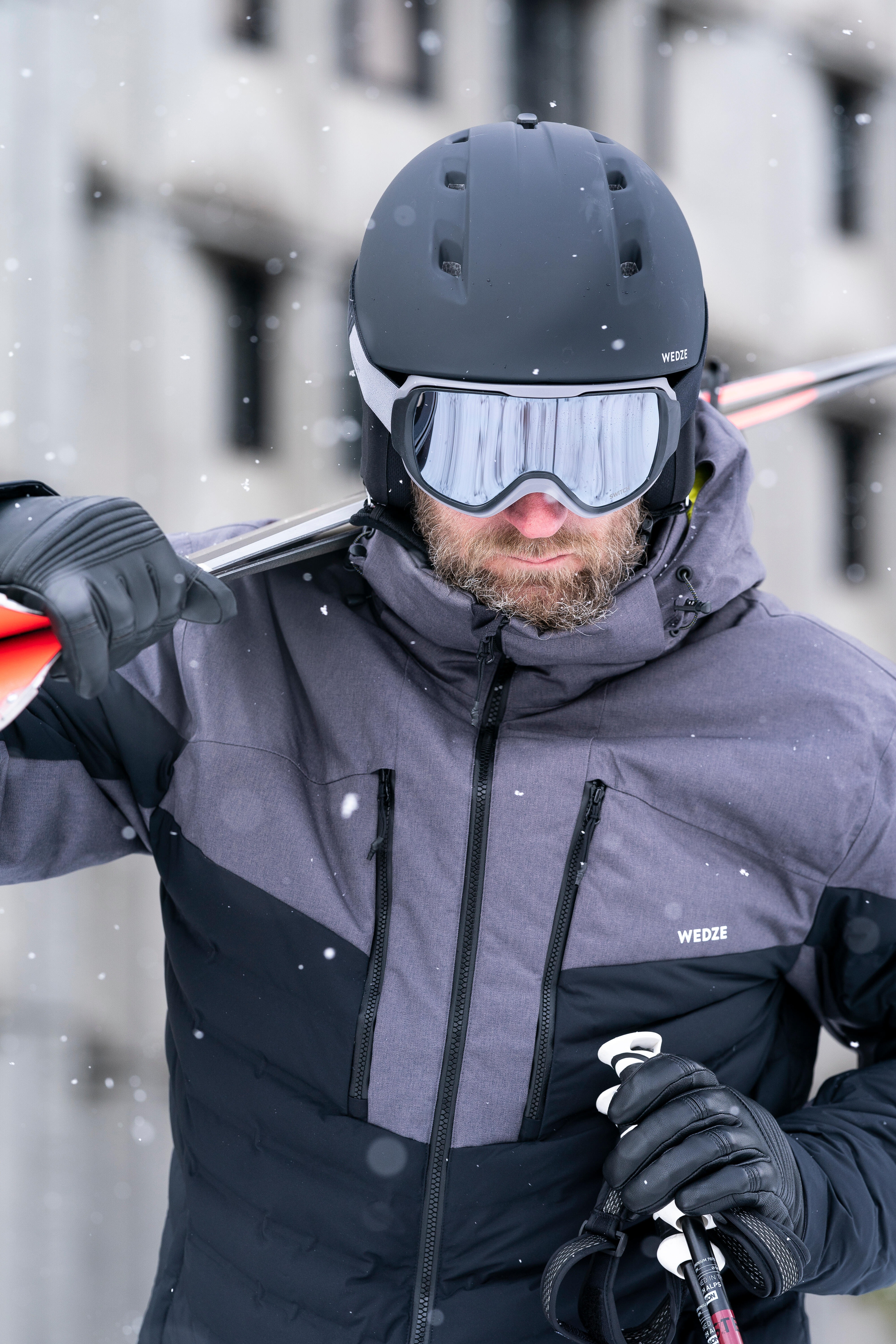 Manteau de ski alpin homme - 900 Warm gris/noir - WEDZE