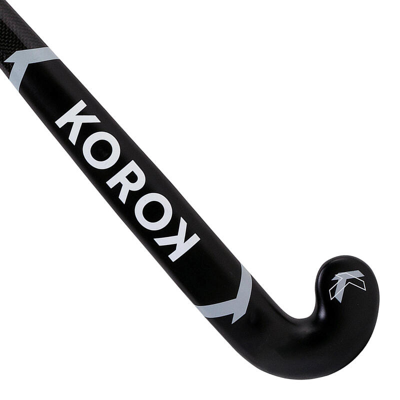 Stick de hockey adolescente 20 % carbono KOROK extra low bow FH920 negro gris