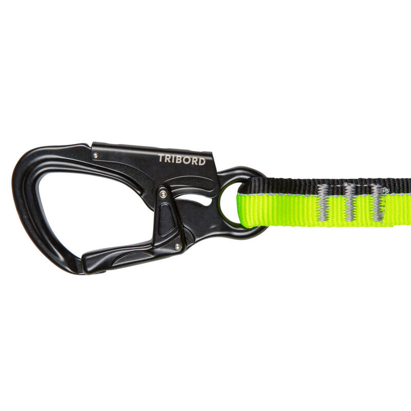 Sicherheitsgurt Lifeline Segeln Ein-Hand-Karabiner 2 m neongelb/schwarz