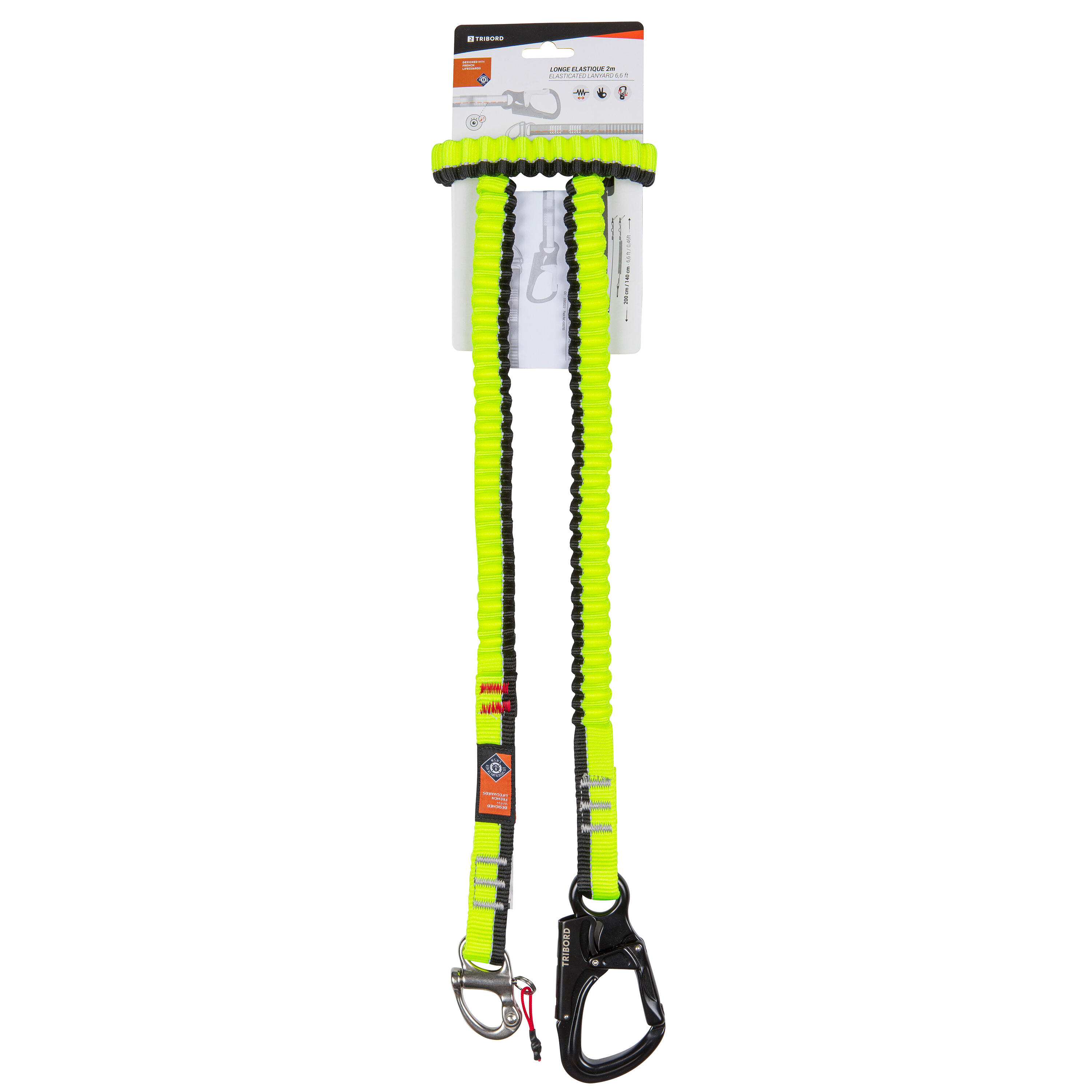 Longe voile bateau élastique 2 mètres jaune fluo/noir 8/9