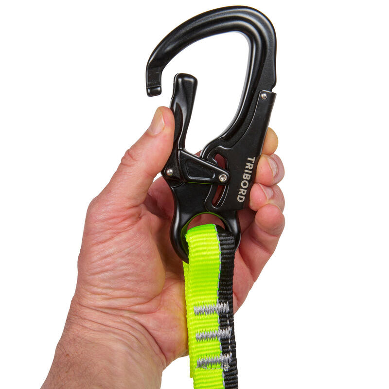 Sicherheitsgurt Lifeline Segeln Ein-Hand-Karabiner 2 m neongelb/schwarz