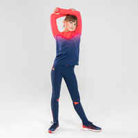 Laufhose lang Tights Leichtathletik AT500 Kinder marineblau/rosa