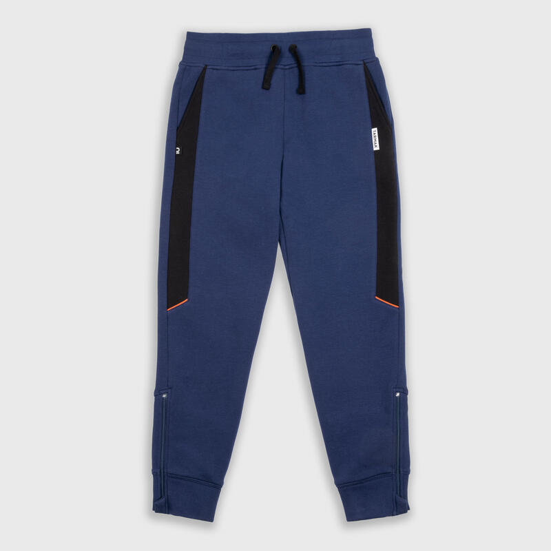 中階兒童款籃球褲P500－海軍藍配黑色