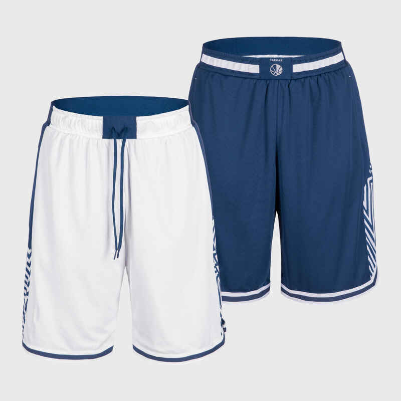Men's/Women's Reversible Basketball Shorts SH500R - White/Navy