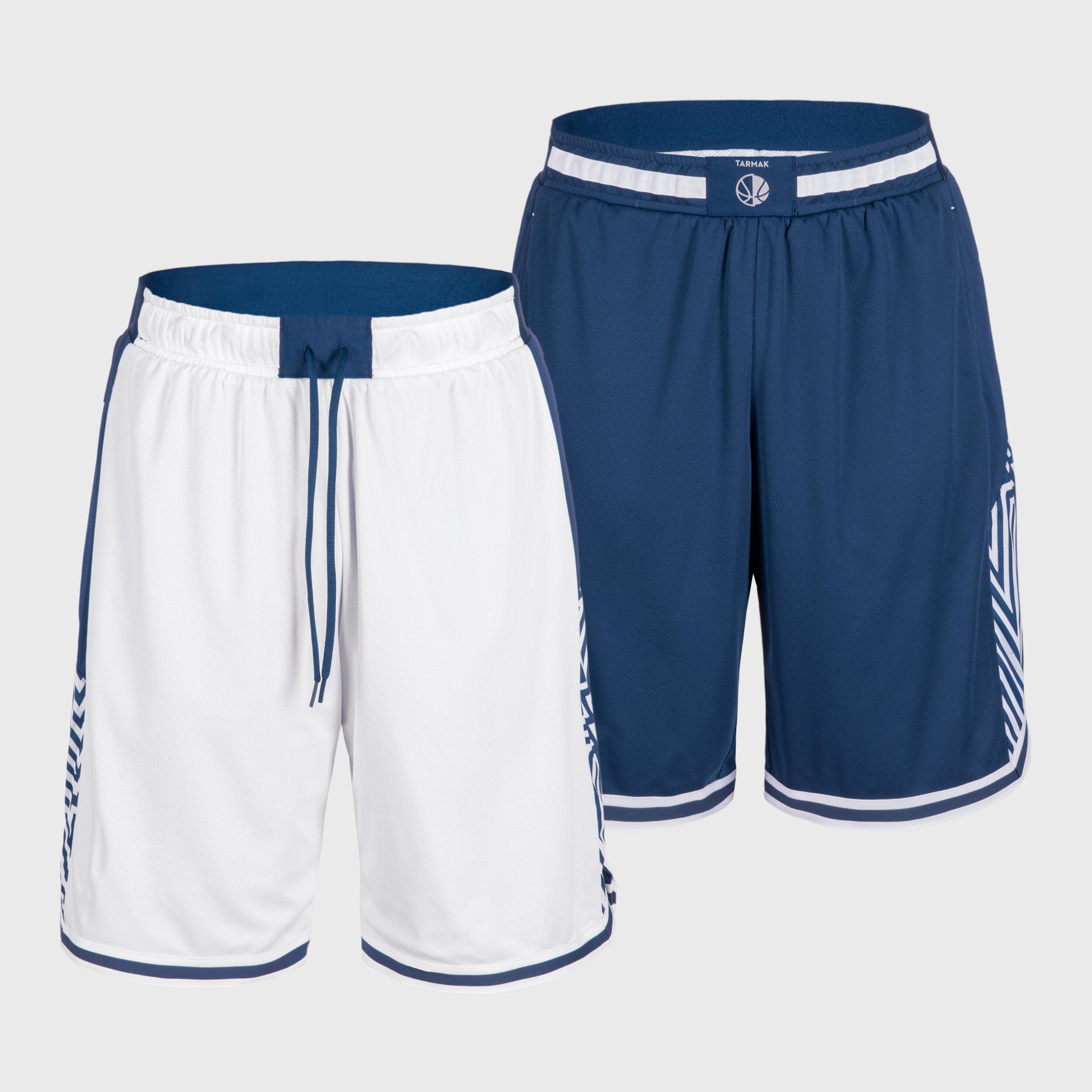 Men's/Women's Reversible Basketball Shorts SH500R - White/Navy 1/6