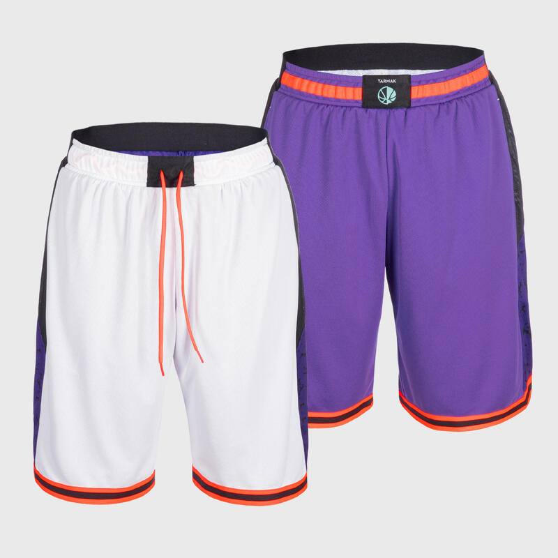 Men's Reversible Basketball Shorts SH500R - White/Purple