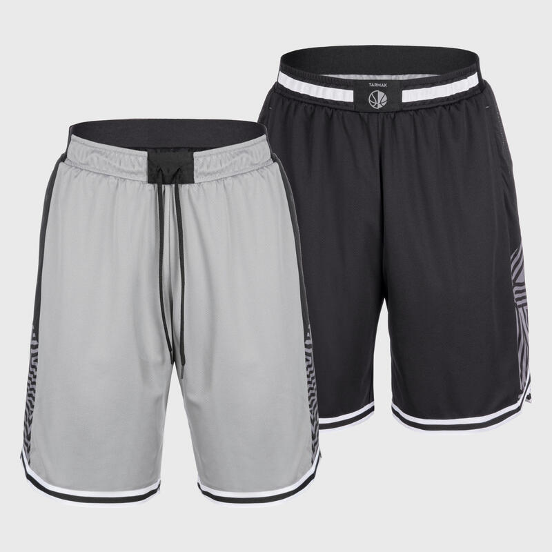 男款雙面籃球短褲SH500R - 灰黑配色