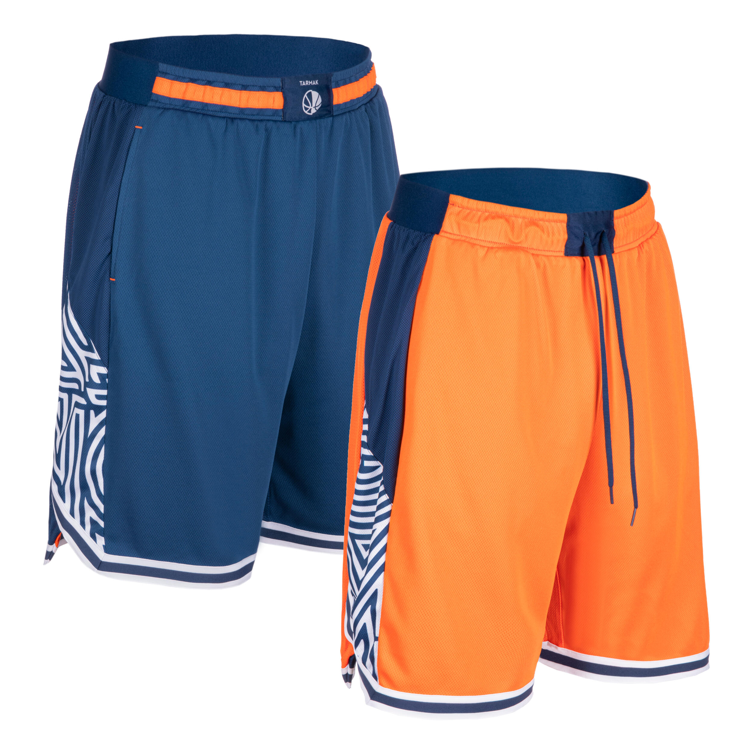 Men Reversible Basketball Shorts SH500R Orange Navy