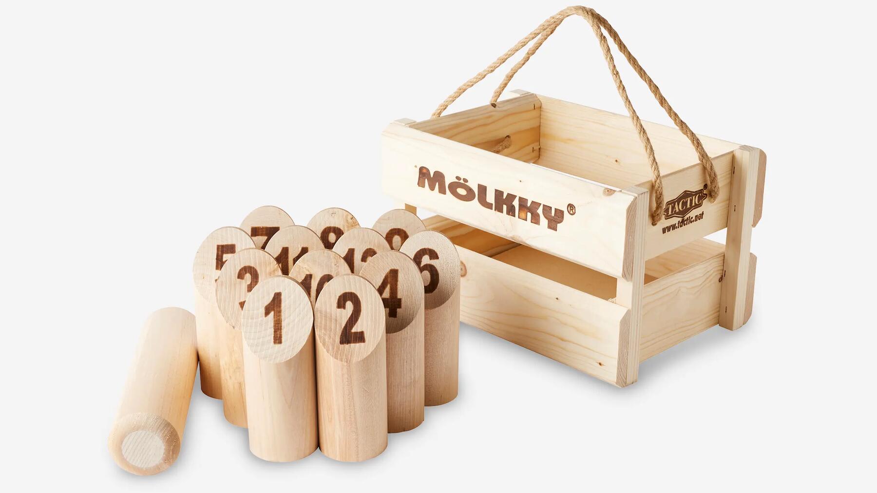 Een Mölkky Fins kegelspelset