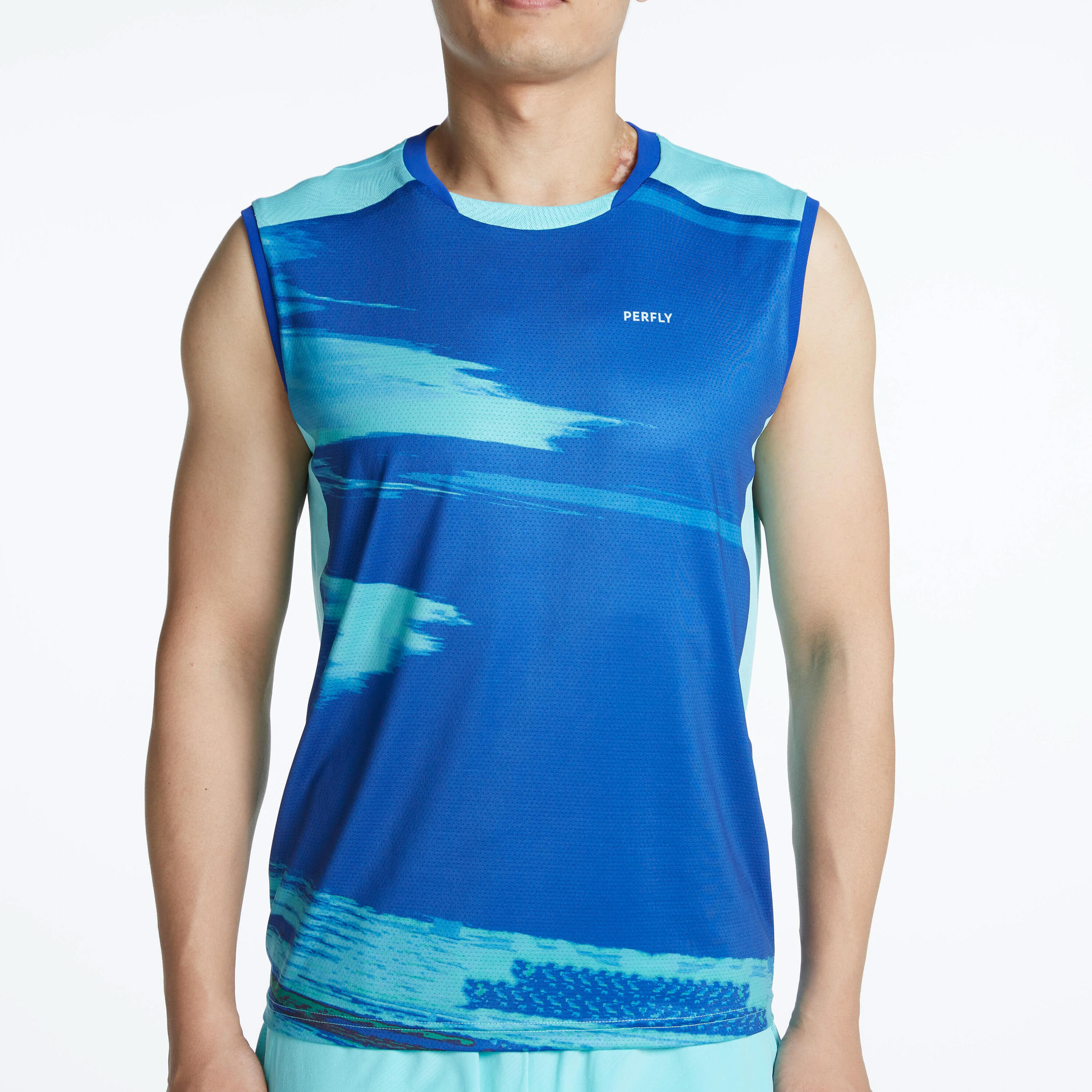 MEN BADMINTON T SHIRT 990 TURQUOISE 7/12