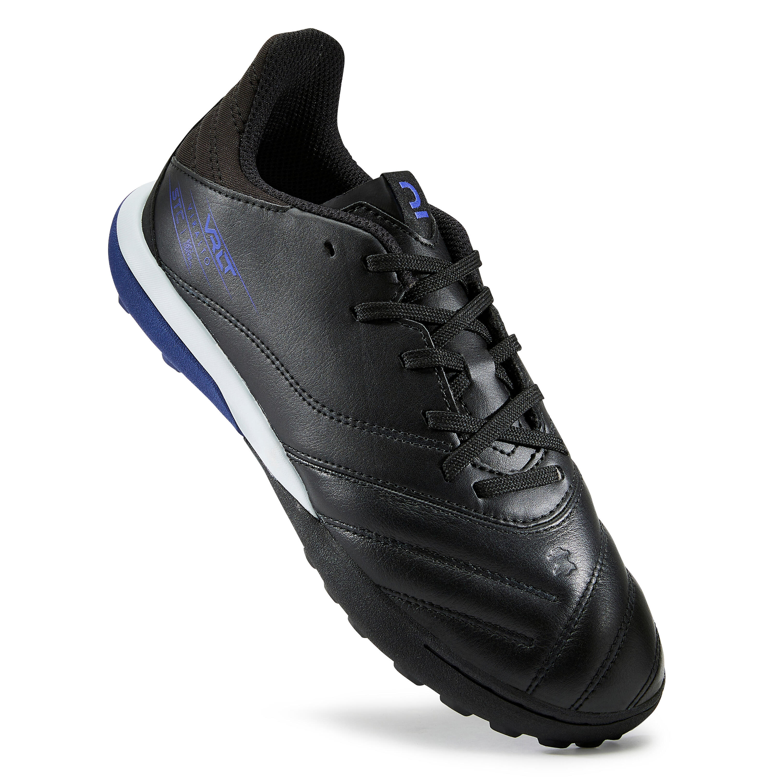 Scarpe calcetto bambino VIRALTO II TF cuoio nero-blu 3/8