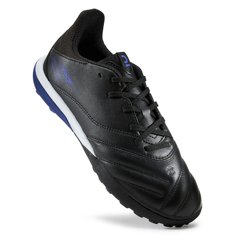 Chaussure de football enfant terrain dur VIRALTO II CUIR TURF TF Noir et bleu