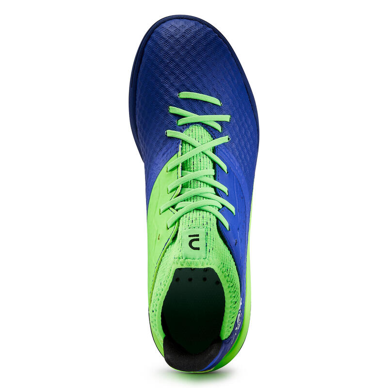 Chaussure de football enfant pour terrain dur VIRALTO III TURF TF bleu vert