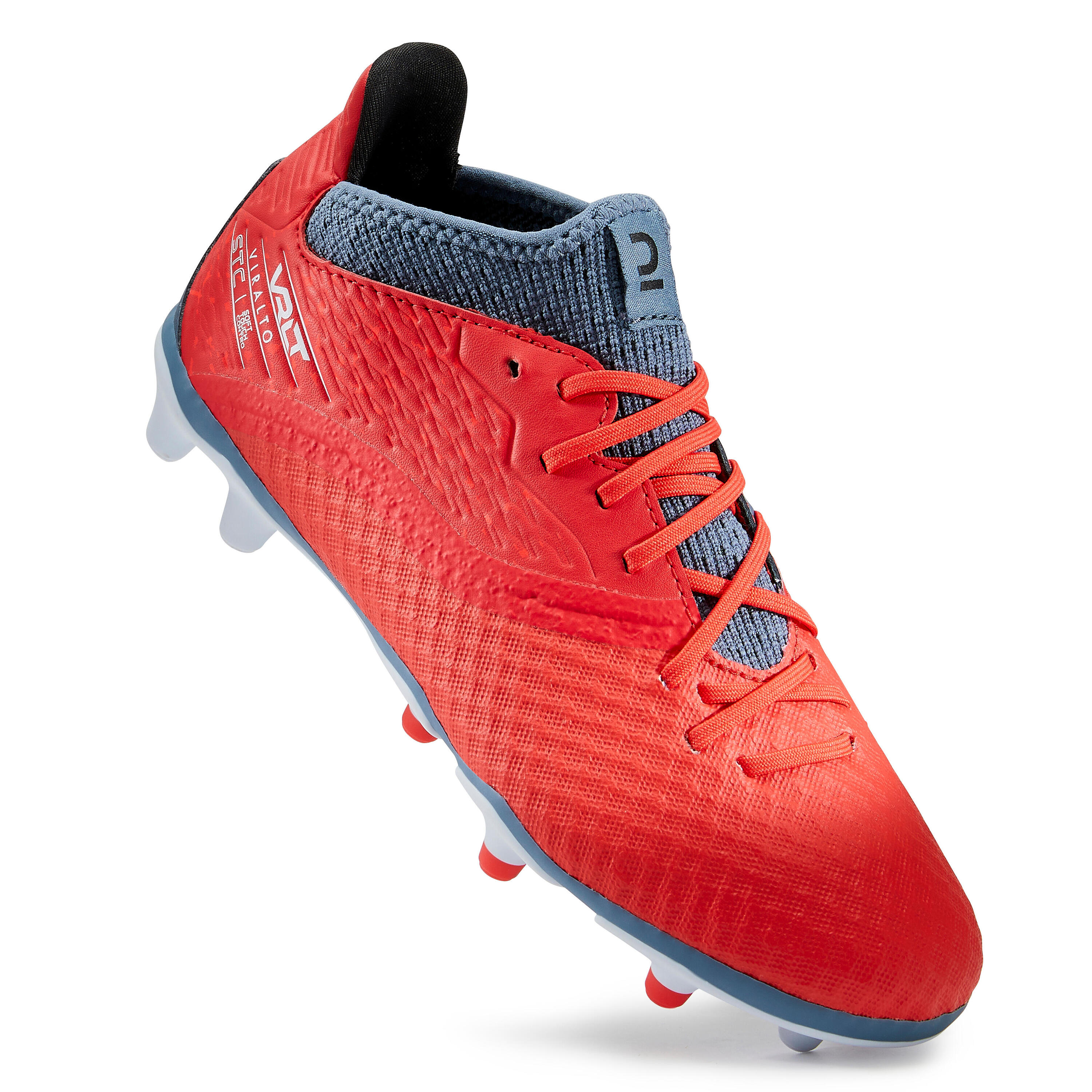 Kids' Lace-Up Football Boots Viralto III FG - Red/Grey 4/11