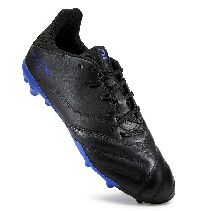 Botas de Fútbol terrenos secos VIRALTO II PIEL MG Niños Negro Azul